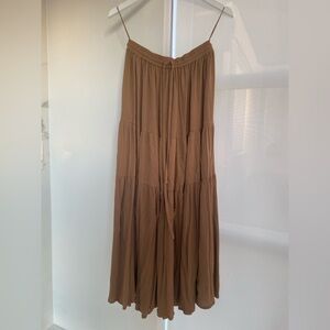 Seadog Boho Tiered Bamboo Rayon Maxi Skirt Caramel Brown Size Medium